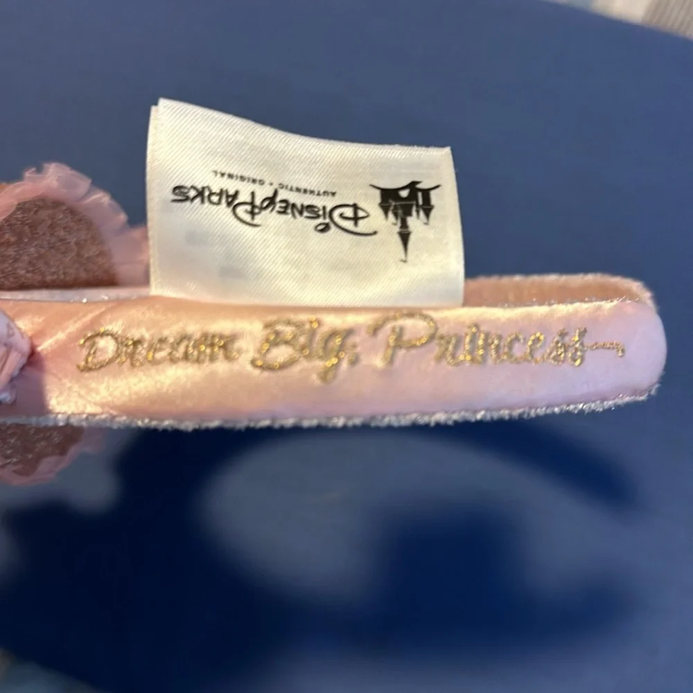 Pink satin Authentic Disney princess mouse ears with gold crown - Picture 3 of 9